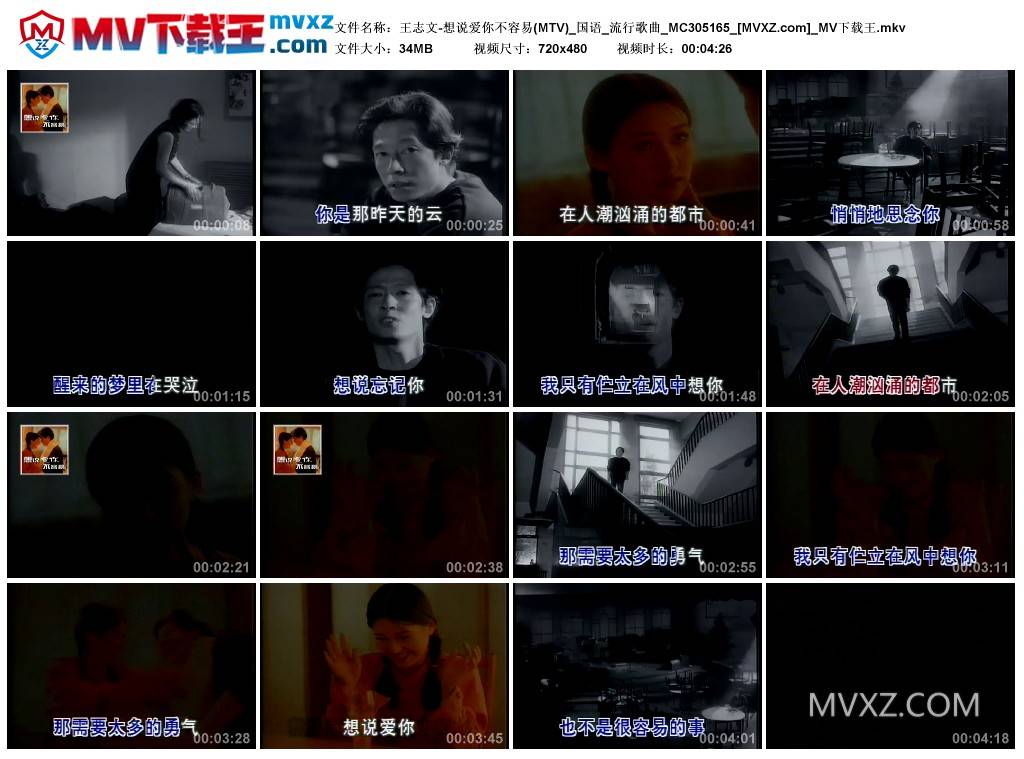 王志文-想说爱你不容易(MTV)_国语_流行歌曲_MC305165